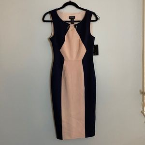 PINK AND BLUE PANELED DRESS - SIZE 8